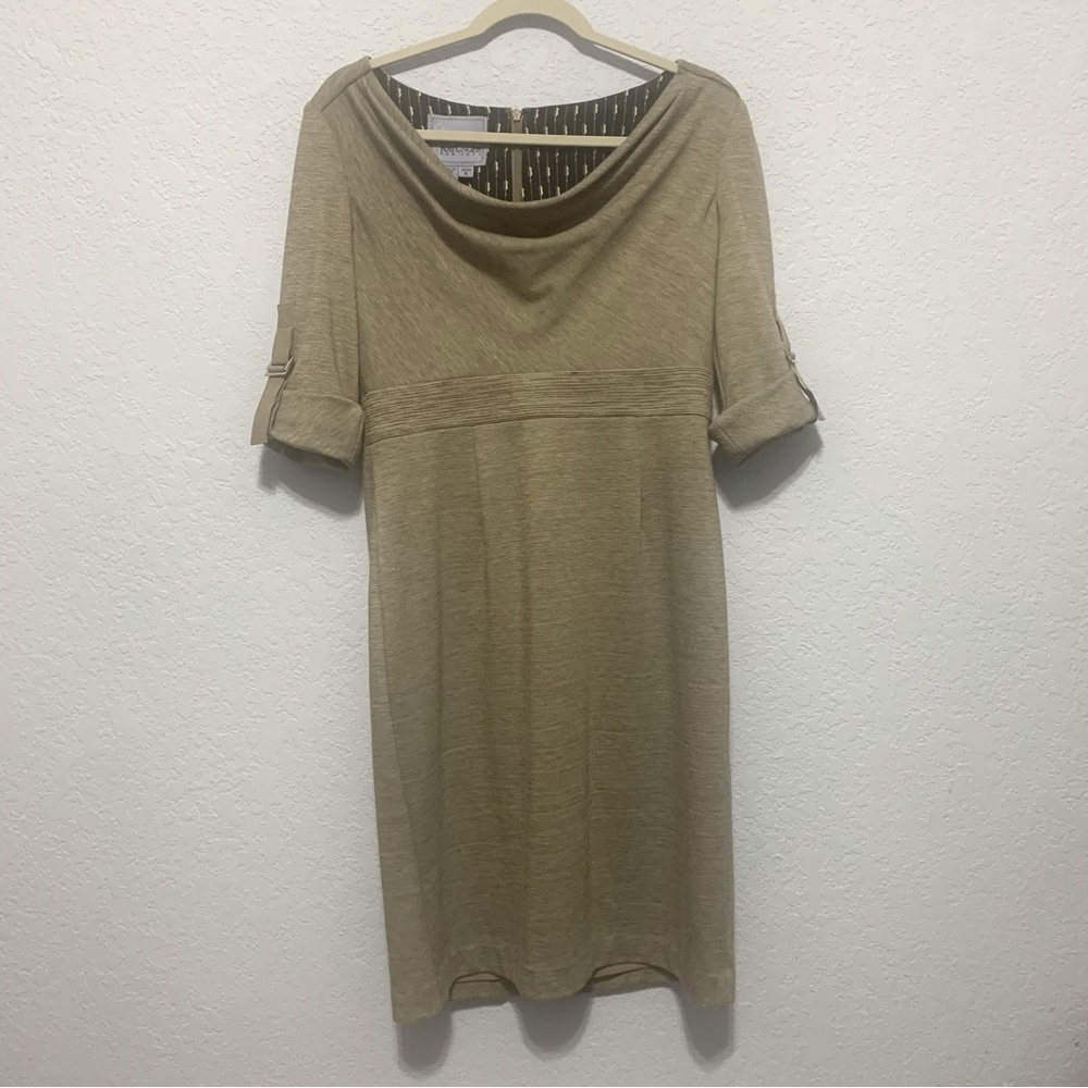 Kay Unger New York Stretch Scoop Neck Adjustable Sleeves Dress